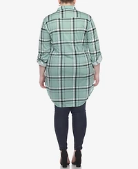 White Mark Plus Plaid Tunic Top