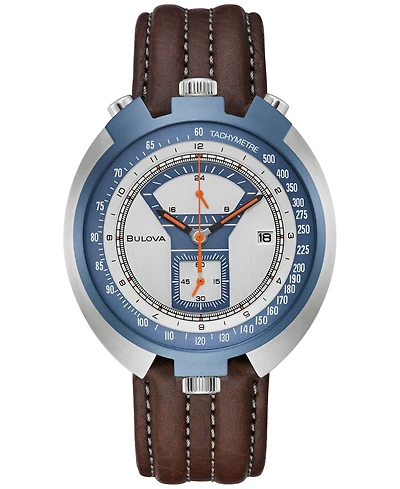 Bulova Men's Chronograph Archive Parking Meter Brown Leather Strap Watch 43mm - Limited Edition