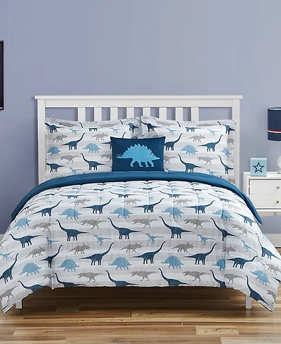 Alex + Bella Dino Chambray Dark Blue 4-Piece Microfiber Comforter Set - Full