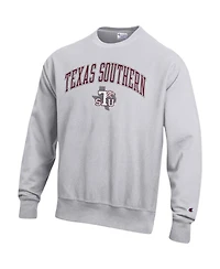 Men's Champion Heathered Gray Texas Southern Tigers Arch Over Logo Reverse Weave Pullover Sweatshirt