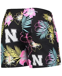 Men's Foco Black Nebraska Huskers Neon Floral Swim Trunks