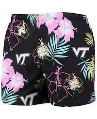 Men's Foco Black Virginia Tech Hokies Neon Floral Swim Trunks