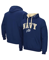 Men's Colosseum Navy Navy Midshipmen Big and Tall Arch & Logo 2.0 Pullover Hoodie