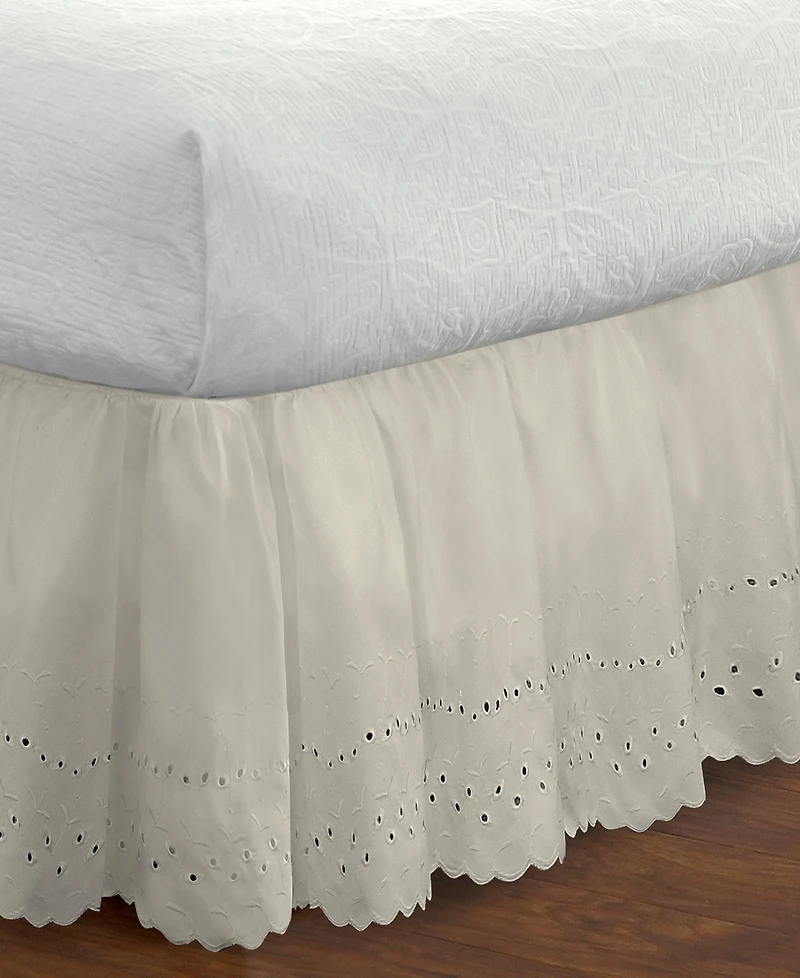 Fresh Ideas Ruffled Eyelet 14" Drop Bed Skirt, Queen