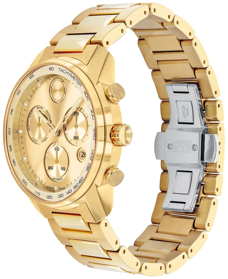 Movado Men's Bold Verso Yellow Ionic Gold-Tone Plated Steel Bracelet Watch 44mm
