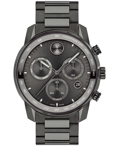 Movado Men's Bold Verso Gunmetal Ionic Plated Steel Bracelet Watch 44mm
