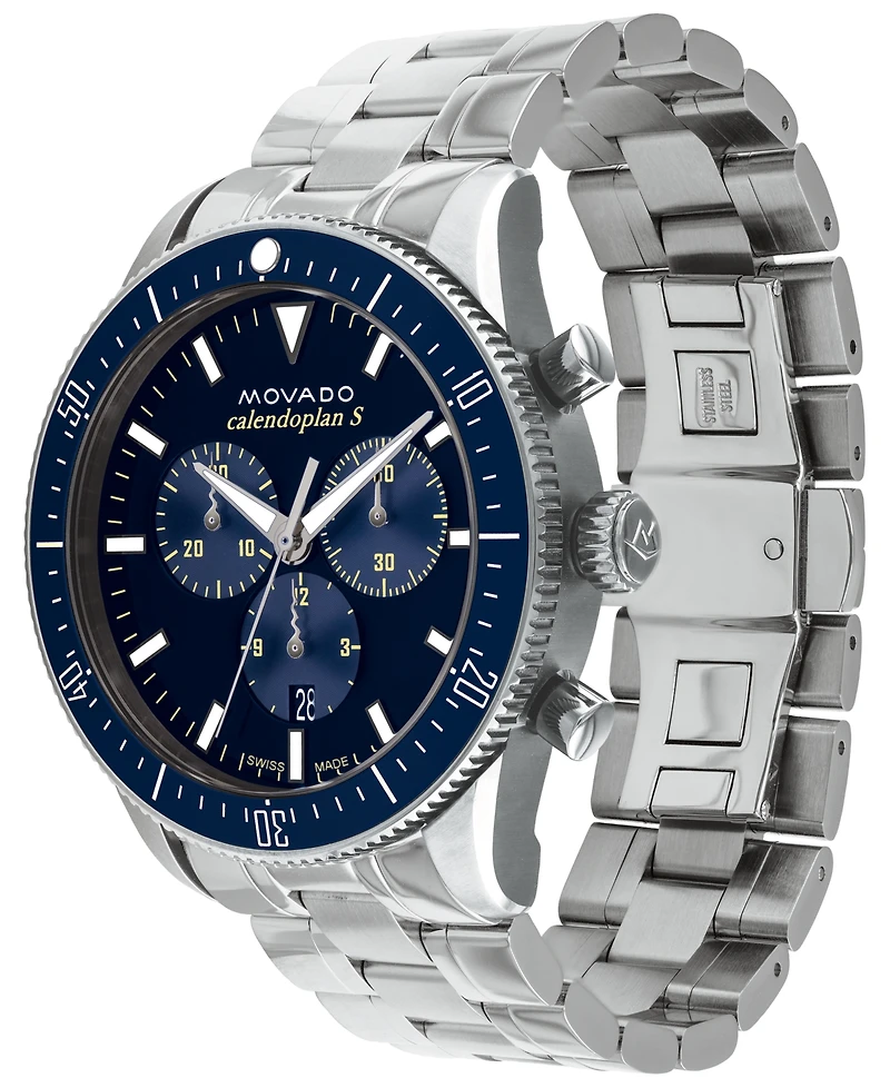 Movado Men's Heritage Silver-Tone Stainless Steel Bracelet Watch 42mm