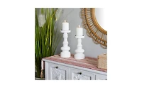 Wood Traditional 2 Piece Turned Style Candle Holder Set
