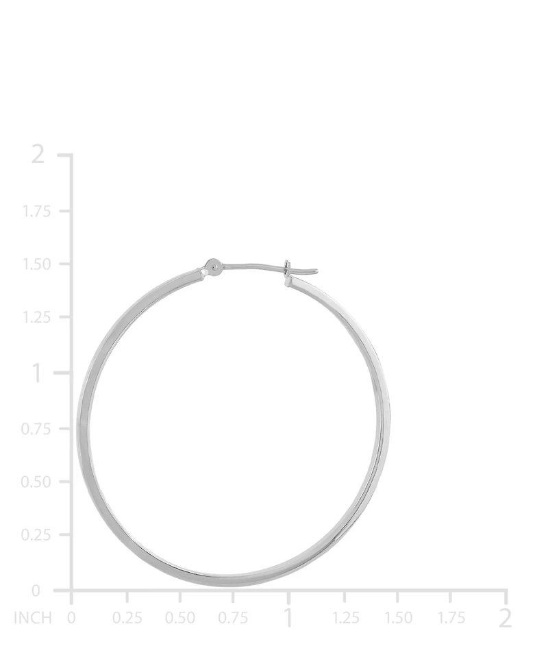 Medium Flat-Edge Hoop Earrings 10k Gold (Also White Gold), 1-1/2"