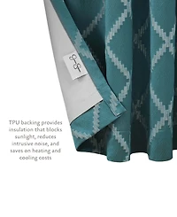 Jessica Simpson Lynee Textured Diamond Patterned Blackout Back-Tab Window Curtain Panel Pair with Tiebacks, 52" x 84"
