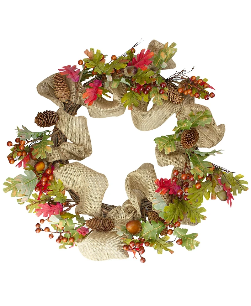 Berry and Pine Cones Artificial Thanksgiving Wreath Unlit, 18"