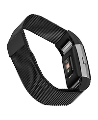 WITHit Black Stainless Steel Mesh Band designed for Fitbit Charge 2