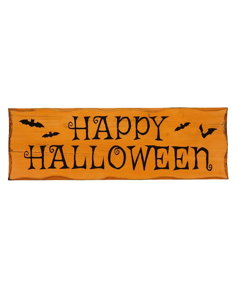 Wooden 'Happy Halloween' Wall Sign with Bats, 24"