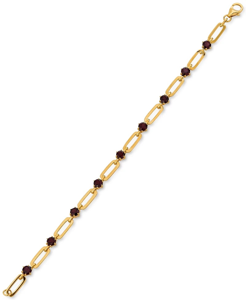 Garnet Paperclip Link Bracelet (4 ct. t.w.) 14k Gold-Plated Sterling Silver (Also Citrine, Amethyst, Peridot, & Sky Blue Topaz)