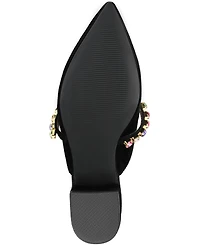 Journee Collection Women's Jewel Rhinestone Embellished Velvet Slip On Flats