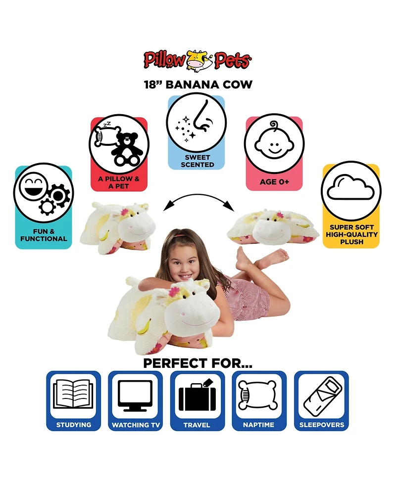 Pillow Pets Sweet Scented Banana Cow Plush Toy