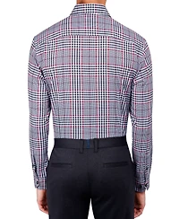 Men's Regular Fit Non-Iron Plaid-Print Performance Stretch Dress Shirt