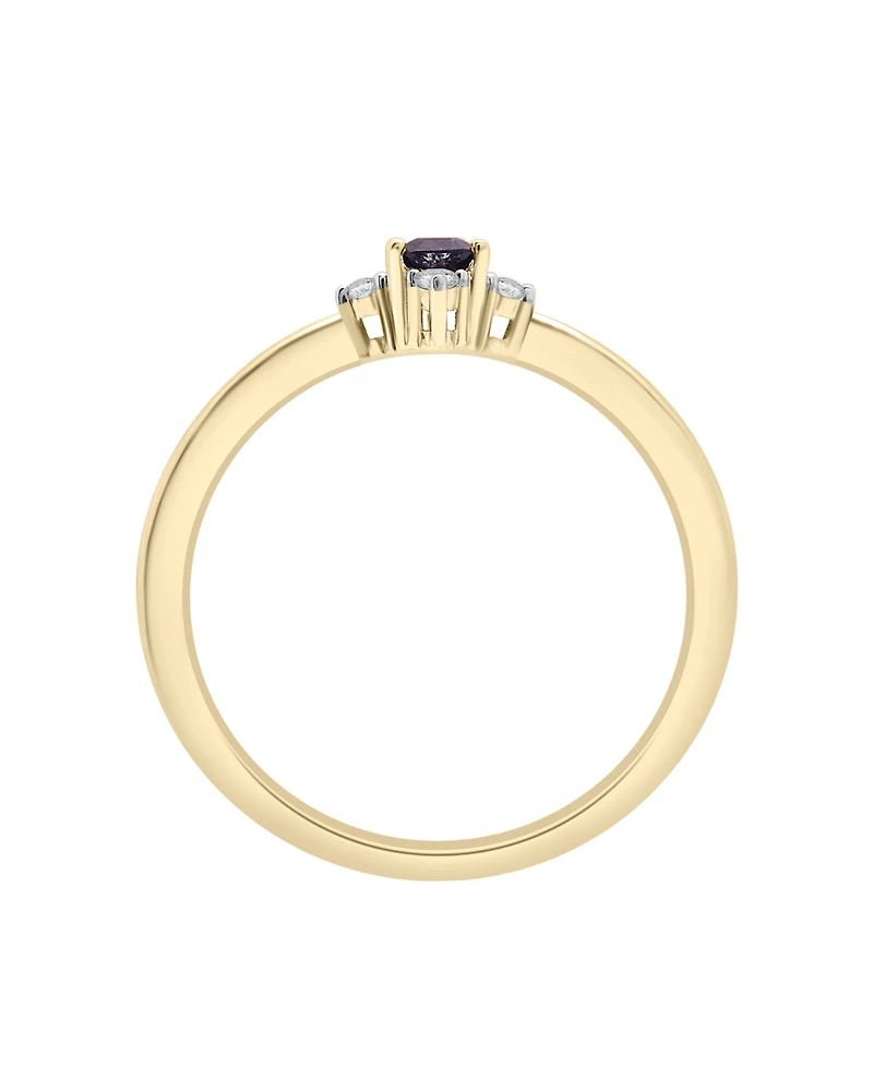 Macy's Blue Sapphire and White Sapphire Ring in 14K Yellow Gold Over Sterling Silver