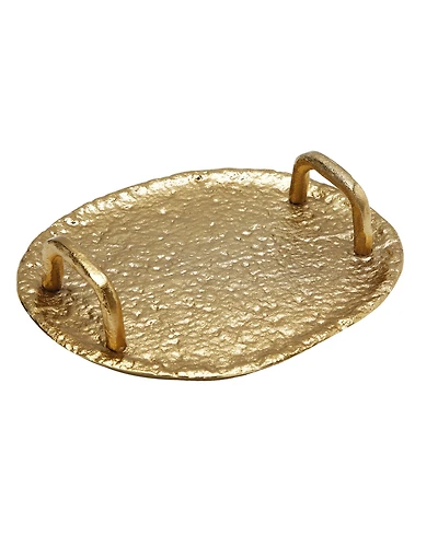 Classic Touch Textured Round Tray with Handles