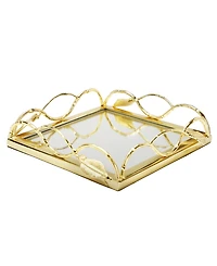 Classic Touch Mirror Napkin Holder with Leaf Design