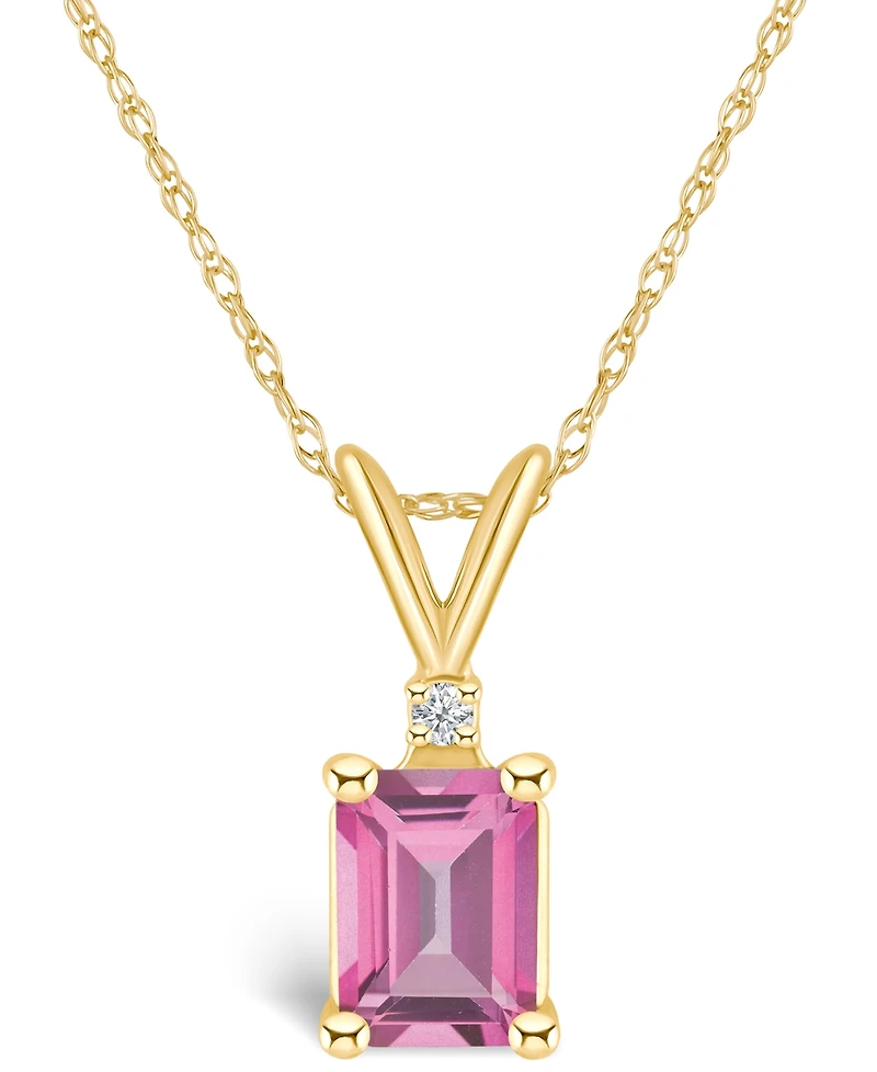 Pink Topaz (1-1/3 ct. t.w.) and Diamond Accent Pendant Necklace 14K Yellow Gold or White