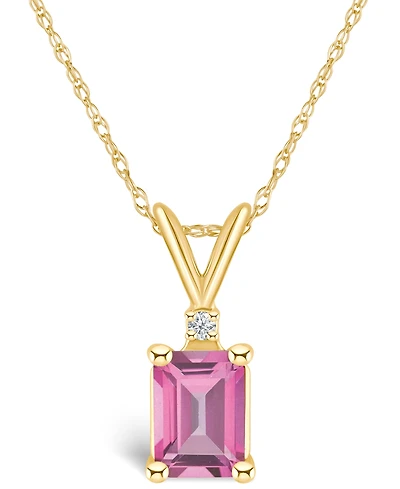 Pink Topaz (1-1/3 ct. t.w.) and Diamond Accent Pendant Necklace 14K Yellow Gold or White