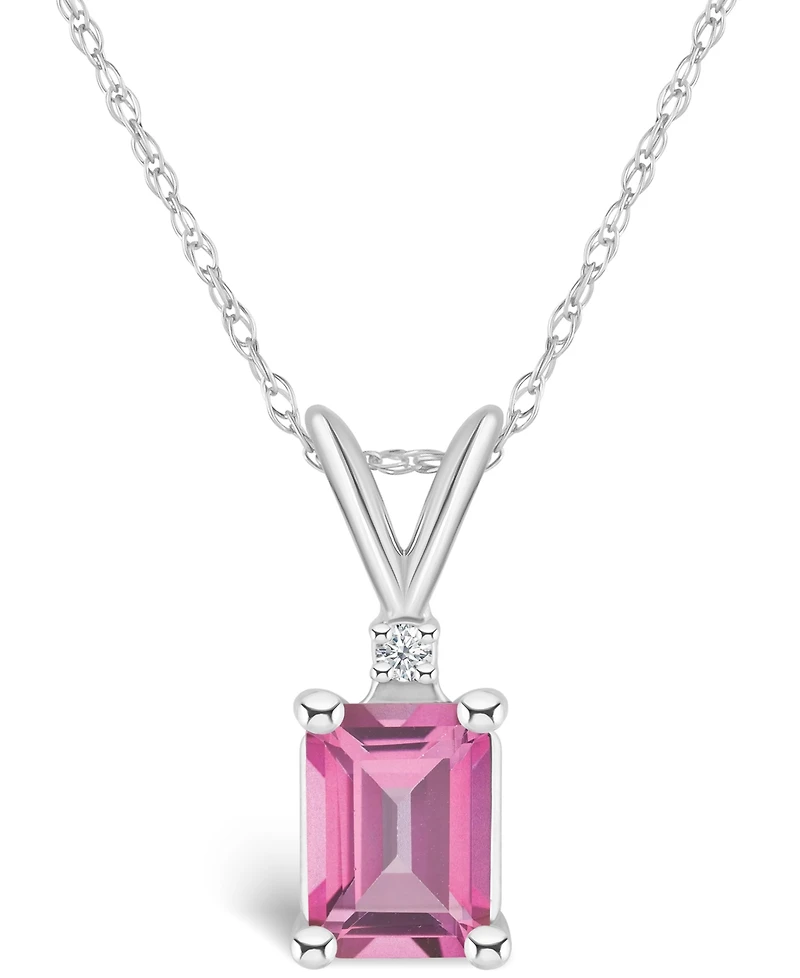 Pink Topaz (1-1/3 ct. t.w.) and Diamond Accent Pendant Necklace 14K Yellow Gold or White
