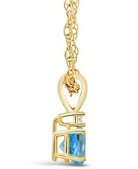 Blue Topaz (5/8 ct. t.w.) and Diamond Accent Pendant Necklace 14K Yellow Gold or White