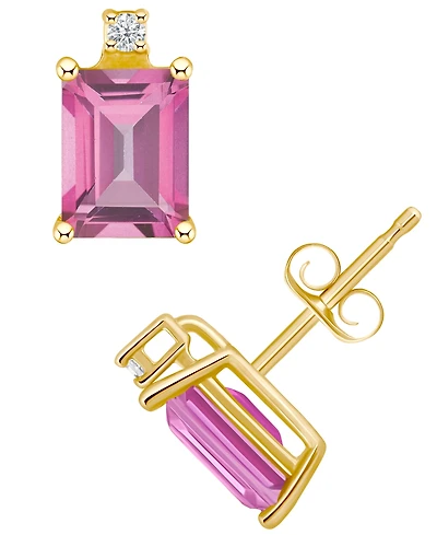 Pink Topaz (1-3/8 ct. t.w.) and Diamond Accent Stud Earrings 14K Yellow Gold or White