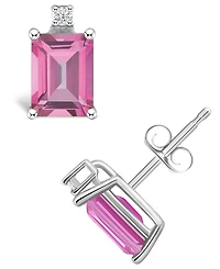 Pink Topaz (1-3/8 ct. t.w.) and Diamond Accent Stud Earrings in 14K Yellow Gold or 14K White Gold