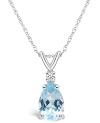 Aquamarine (1 ct. t.w.) and Diamond Accent Pendant Necklace 14K Yellow Gold or White