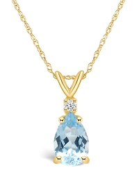 Aquamarine (1 ct. t.w.) and Diamond Accent Pendant Necklace 14K Yellow Gold or White