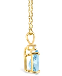 Aquamarine (1 ct. t.w.) and Diamond Accent Pendant Necklace 14K Yellow Gold or White
