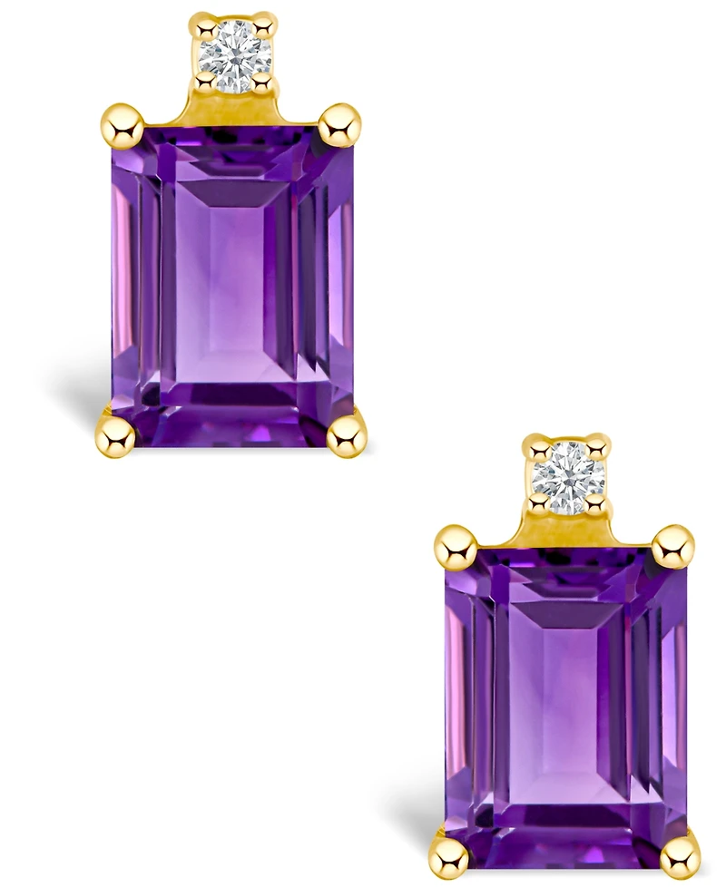 Amethyst (1-1/10 ct. t.w.) and Diamond Accent Stud Earrings 14K Yellow Gold or White