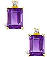 Amethyst (1-1/10 ct. t.w.) and Diamond Accent Stud Earrings 14K Yellow Gold or White
