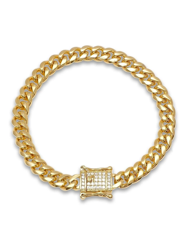 Steeltime Miami Cuban Chain with Simulated Diamond Box Clasp Bracelet