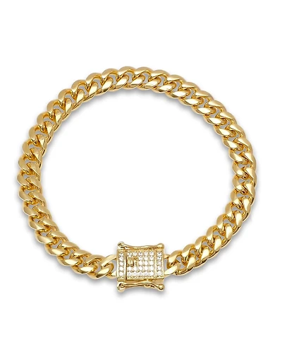 Steeltime Miami Cuban Chain with Simulated Diamond Box Clasp Bracelet