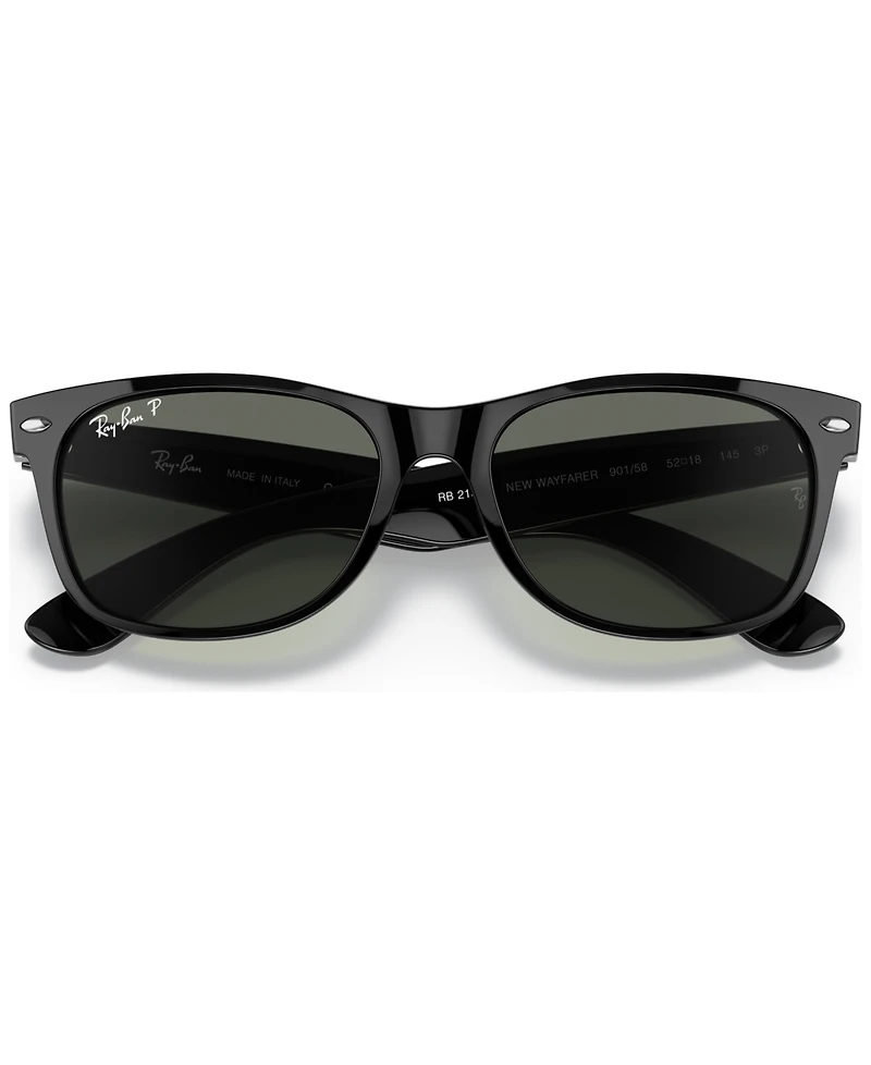 Ray-Ban Unisex Polarized Low Bridge Fit Sunglasses, RB2132F New Wayfarer Classic 55