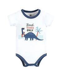 Hudson Baby Boys Breathable Cotton Coordinated Bodysuit, Shorts, and Shoe Outfit