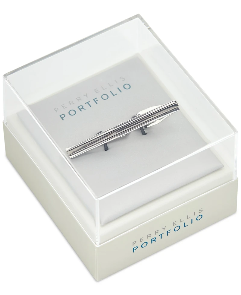 Perry Ellis Portfolio Men's Silver Strip Tie Bar