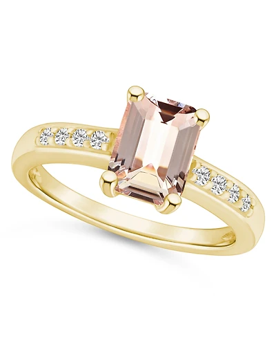 Morganite (1-3/8 ct .t.w.) and Diamond (1/8 Ring 14K Yellow Gold