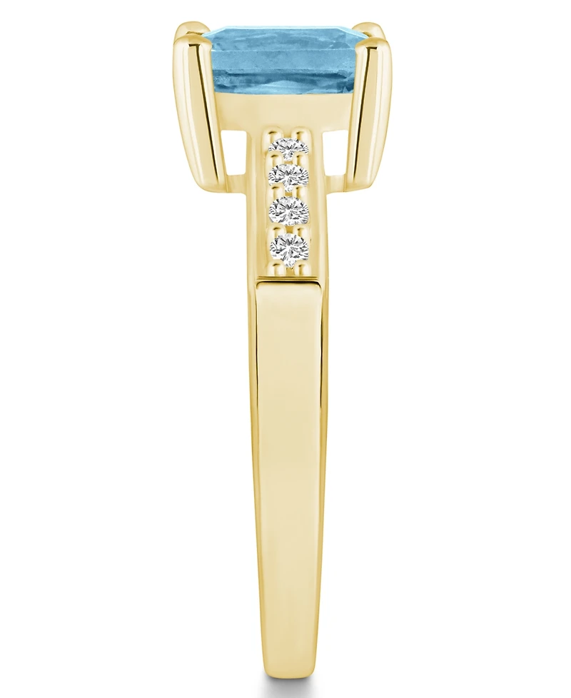 Aquamarine (1-3/8 ct .t.w.) and Diamond (1/8 Ring 14K Yellow Gold