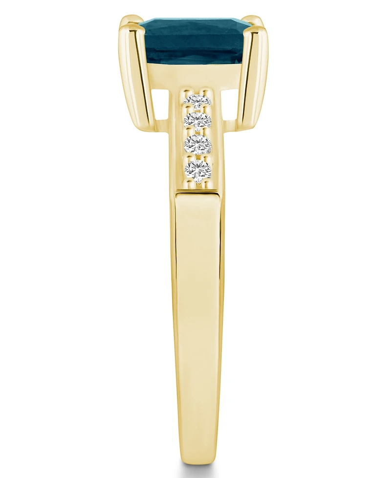 London Blue Topaz (2 ct .t.w.) and Diamond (1/8 Ring 14K Yellow Gold
