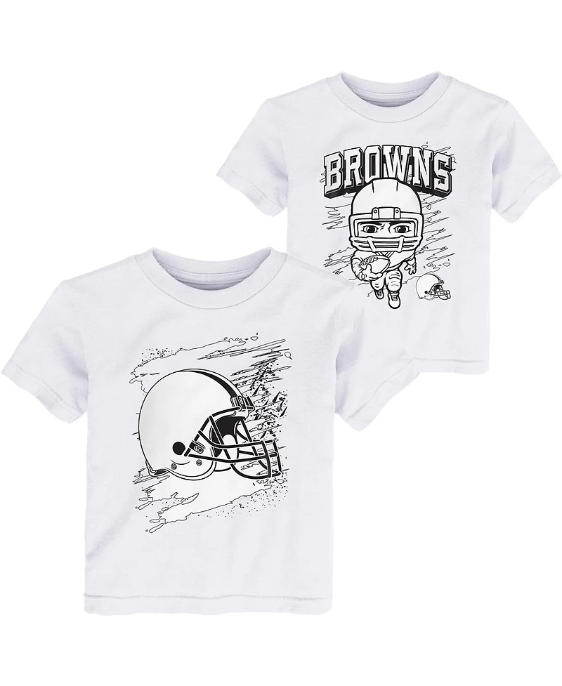 Toddler Boys White Cleveland Browns Coloring Activity Two-Pack T-shirt Set