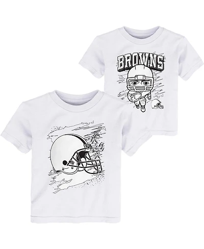 Toddler Boys White Cleveland Browns Coloring Activity Two-Pack T-shirt Set