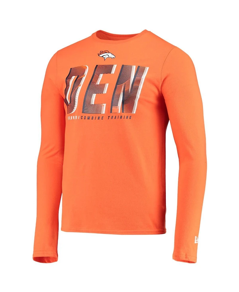 Men's New Era Orange Denver Broncos Combine Authentic Static Abbreviation Long Sleeve T-shirt