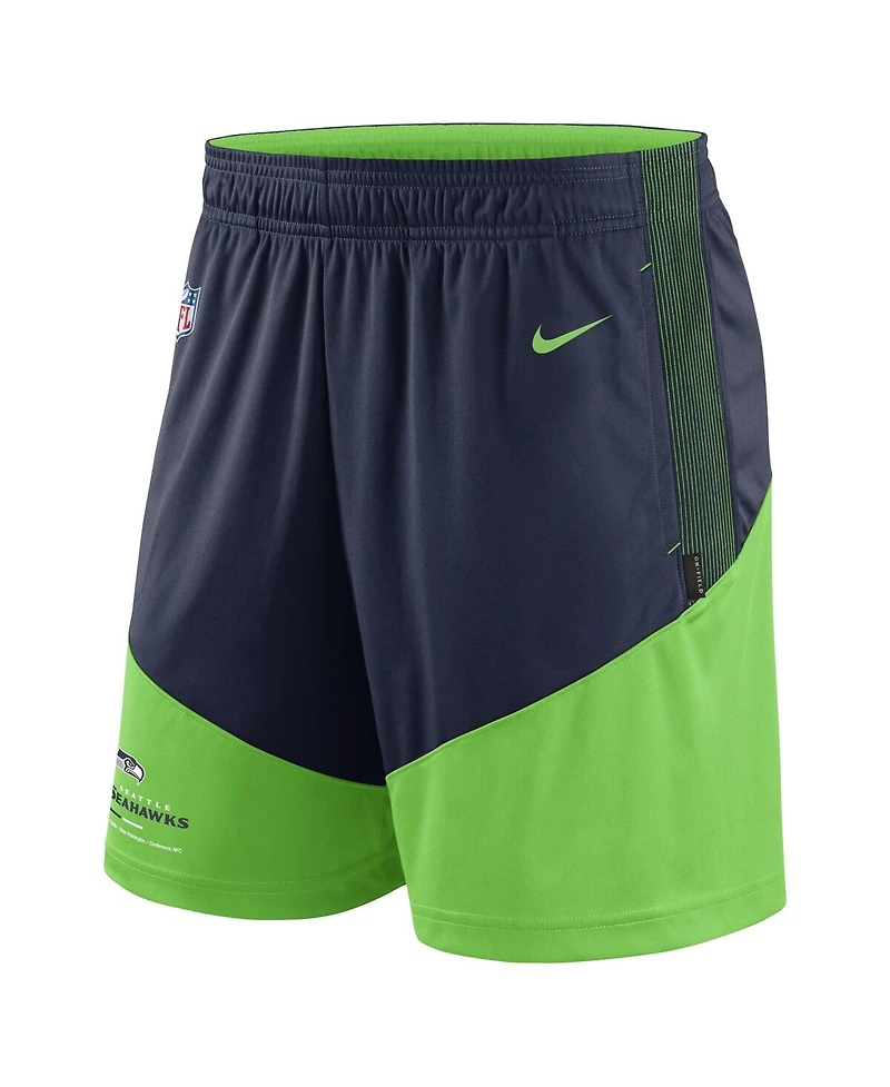 Men's Nike Navy, Neon Green Seattle Seahawks Primary Lockup Performance Shorts