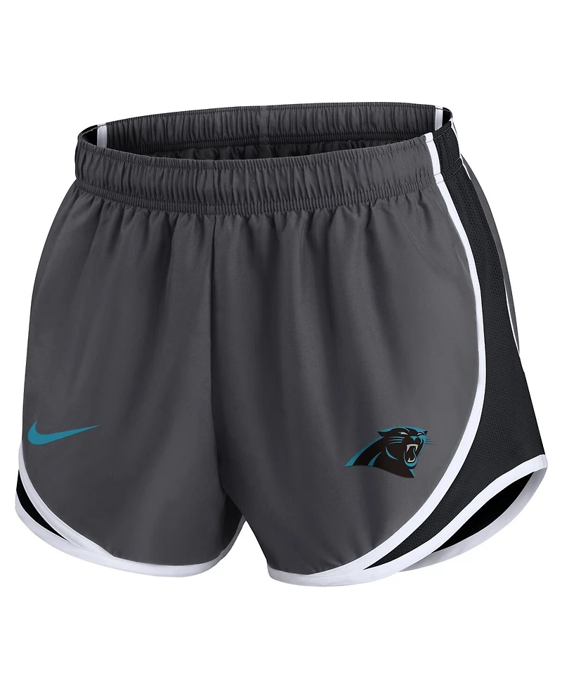 Women's Nike Charcoal Carolina Panthers Logo Performance Tempo Shorts