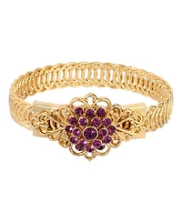 2028 14K Gold-tone Purple Flower Overlay Belt Bracelet