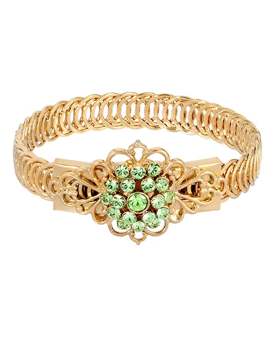 2028 14K Gold-tone Flower Overlay Belt Bracelet